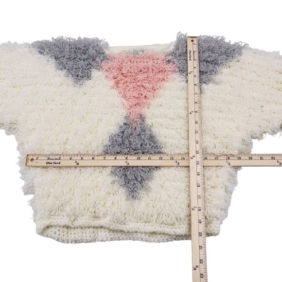 Vintage Sideffects Hand-Crochet Sweater With Shaggy Textured Knit sz Large - Picture 3 of 4
